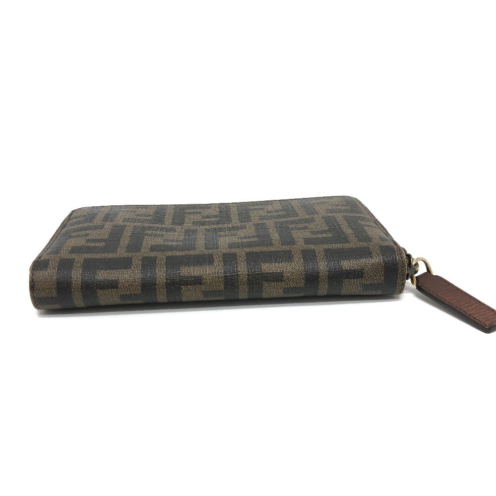 FENDI Long Wallet Purse 7M0174 PVC / Leather Brown Zucca mens Used Authentic