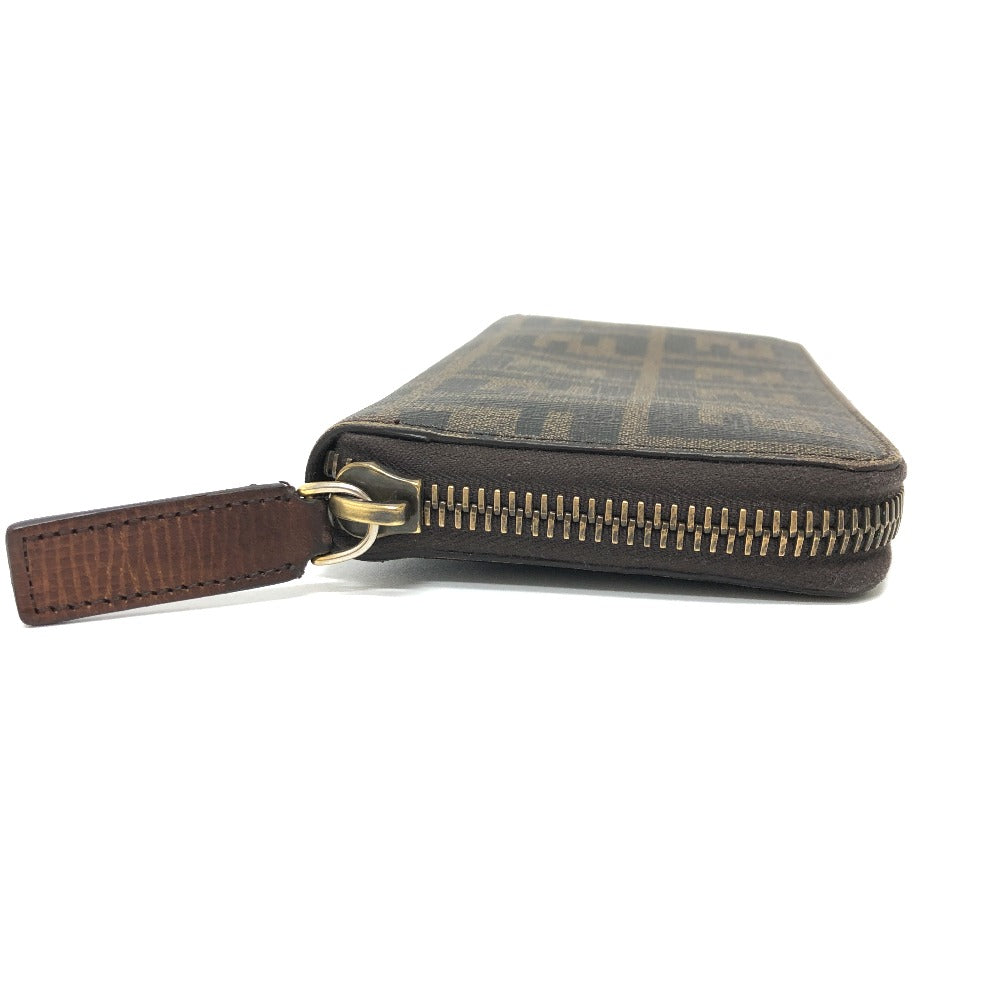 FENDI Long Wallet Purse 7M0174 PVC / Leather Brown Zucca mens Used Authentic
