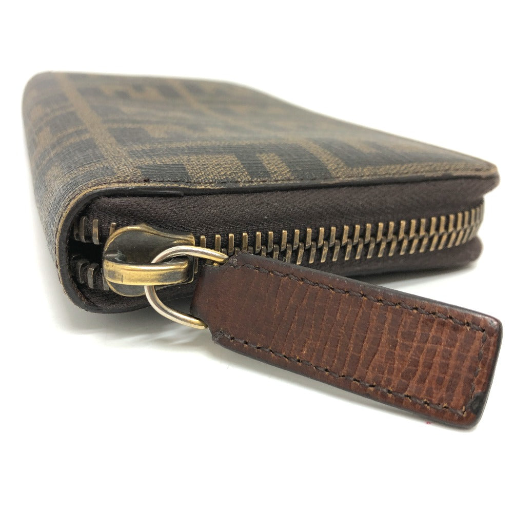 FENDI Long Wallet Purse 7M0174 PVC / Leather Brown Zucca mens Used Authentic