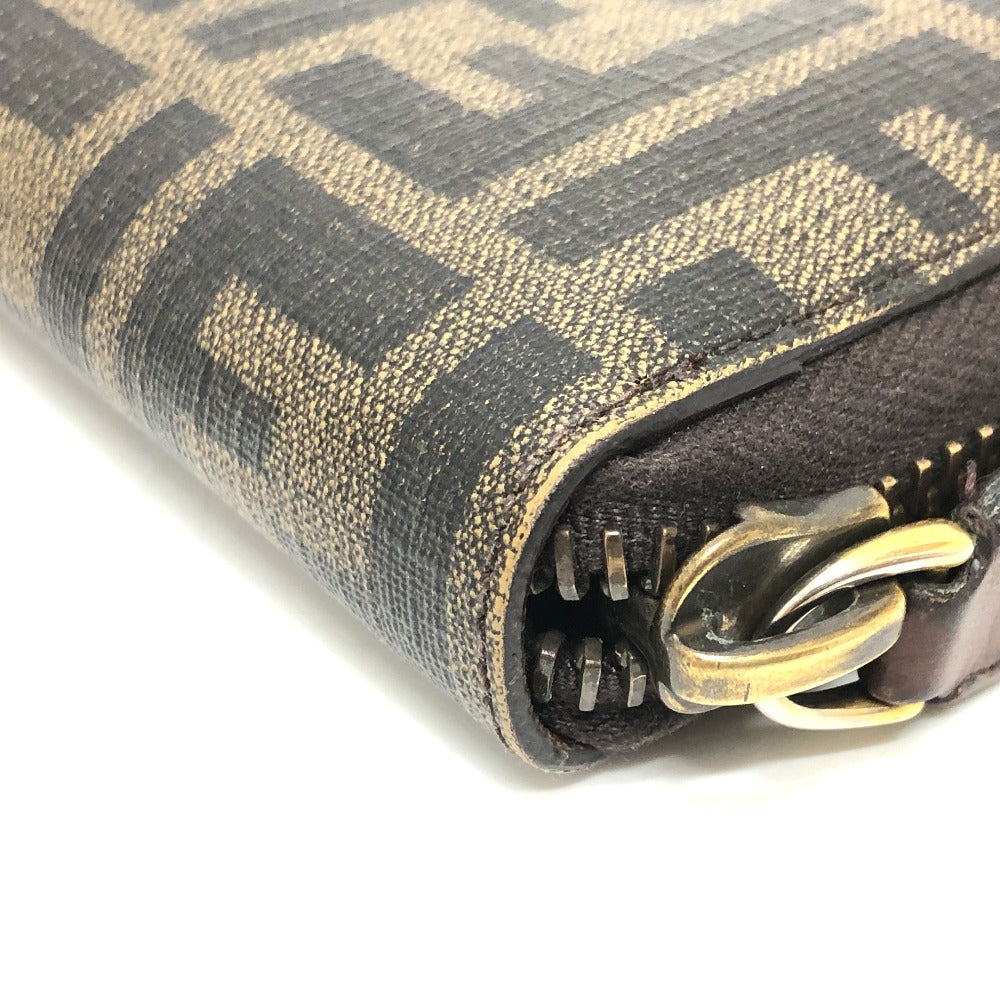 FENDI Long Wallet Purse 7M0174 PVC / Leather Brown Zucca mens Used Authentic