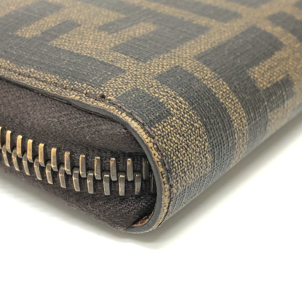 FENDI Long Wallet Purse 7M0174 PVC / Leather Brown Zucca mens Used Authentic