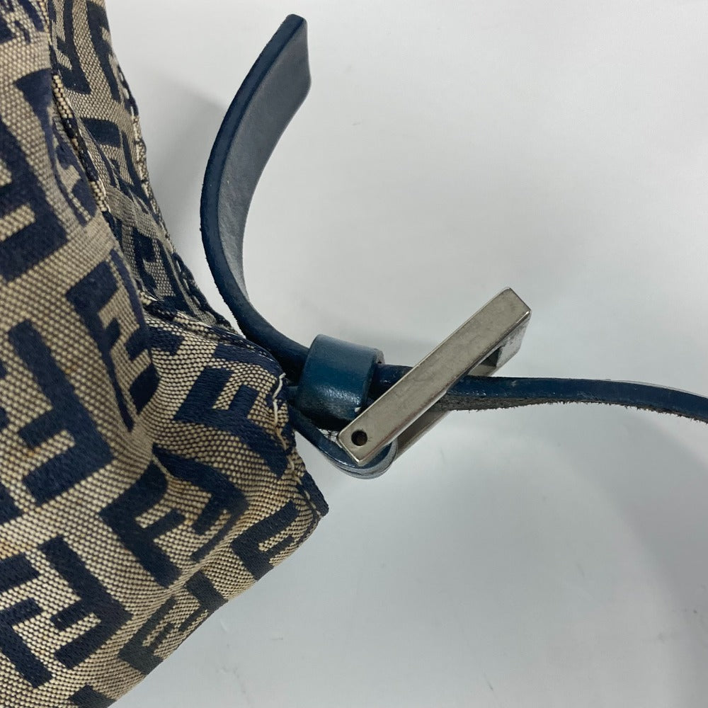 FENDI Shoulder Bag Canvas / leather Navy shoulder bag Mamma Bucket Women Used Authentic