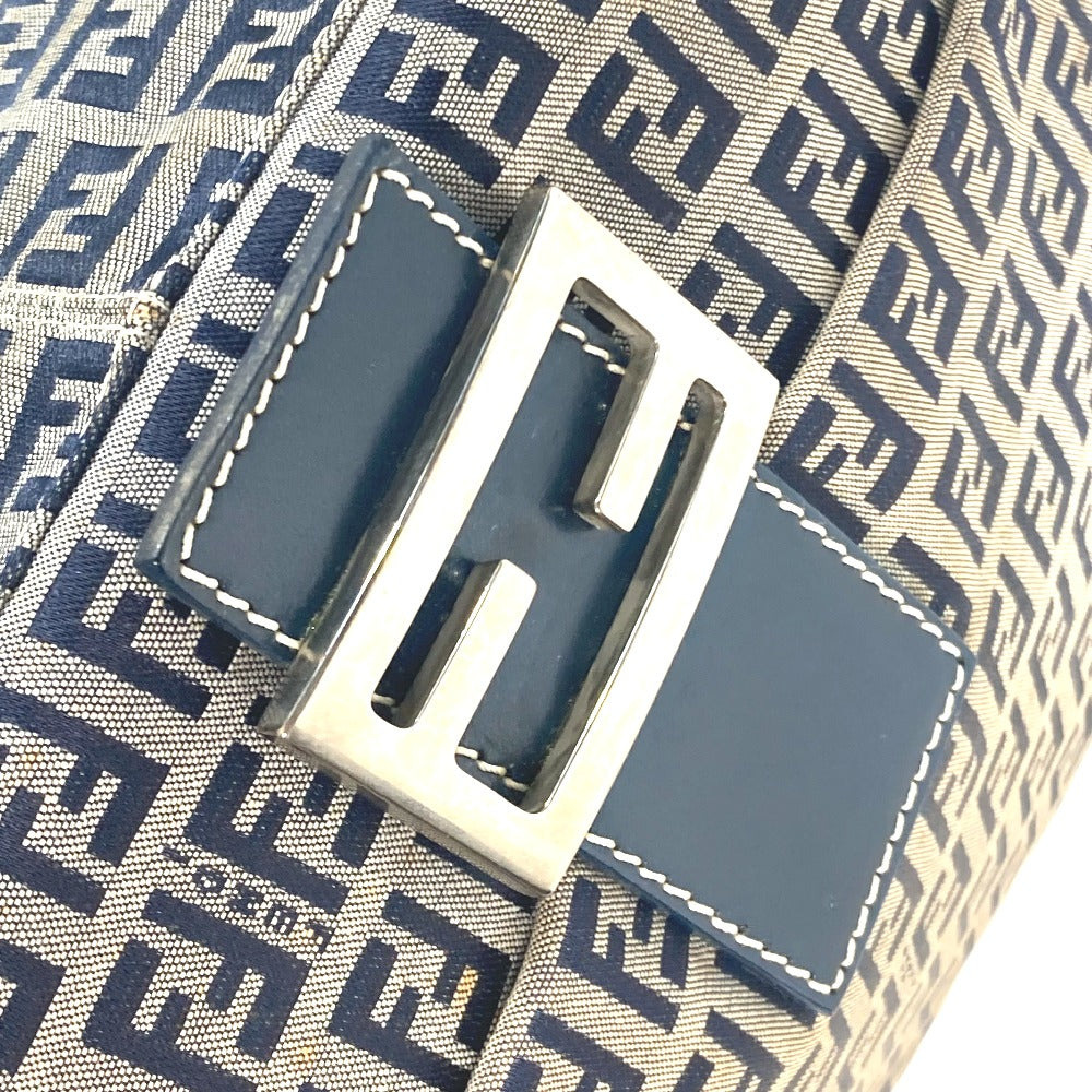 FENDI Shoulder Bag Canvas / leather Navy shoulder bag Mamma Bucket Women Used Authentic