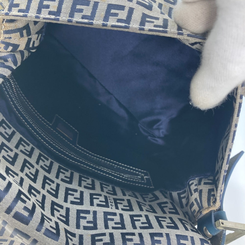 FENDI Shoulder Bag Canvas / leather Navy shoulder bag Mamma Bucket Women Used Authentic