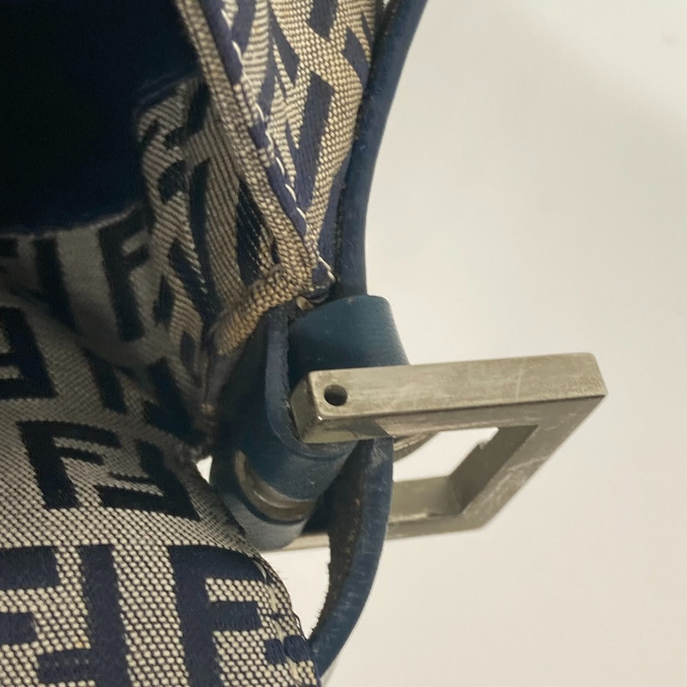 FENDI Shoulder Bag Canvas / leather Navy shoulder bag Mamma Bucket Women Used Authentic