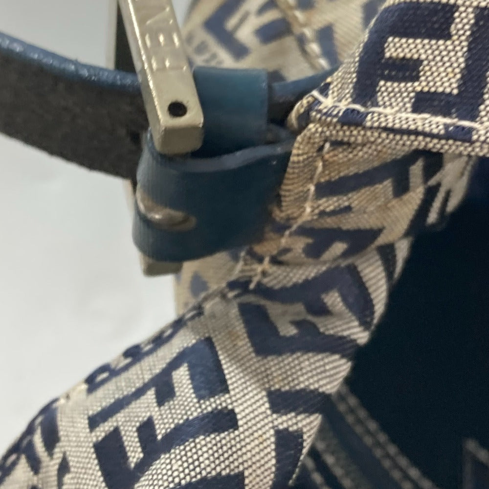 FENDI Shoulder Bag Canvas / leather Navy shoulder bag Mamma Bucket Women Used Authentic