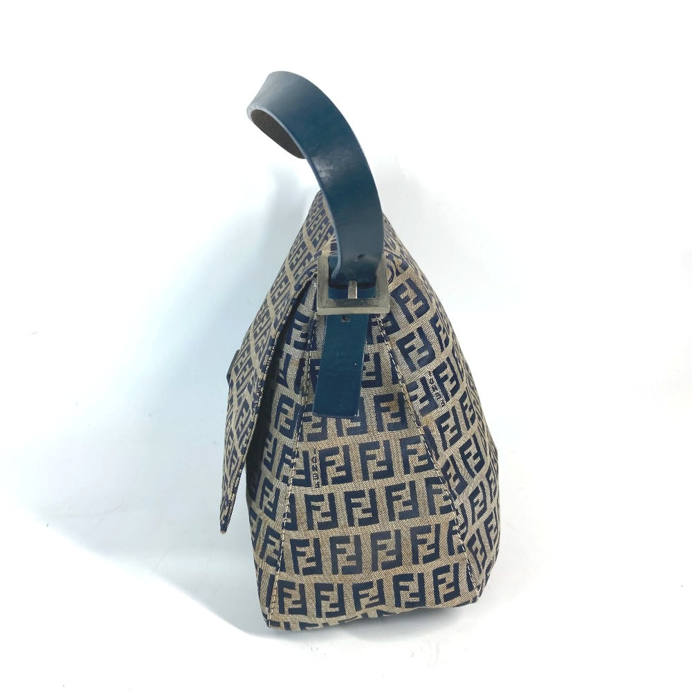 FENDI Shoulder Bag Canvas / leather Navy shoulder bag Mamma Bucket Women Used Authentic