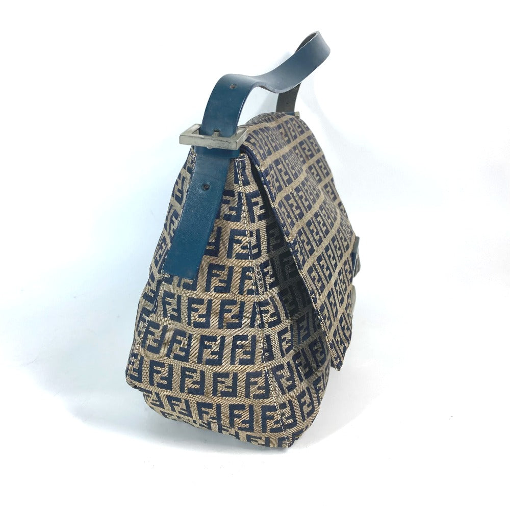 FENDI Shoulder Bag Canvas / leather Navy shoulder bag Mamma Bucket Women Used Authentic