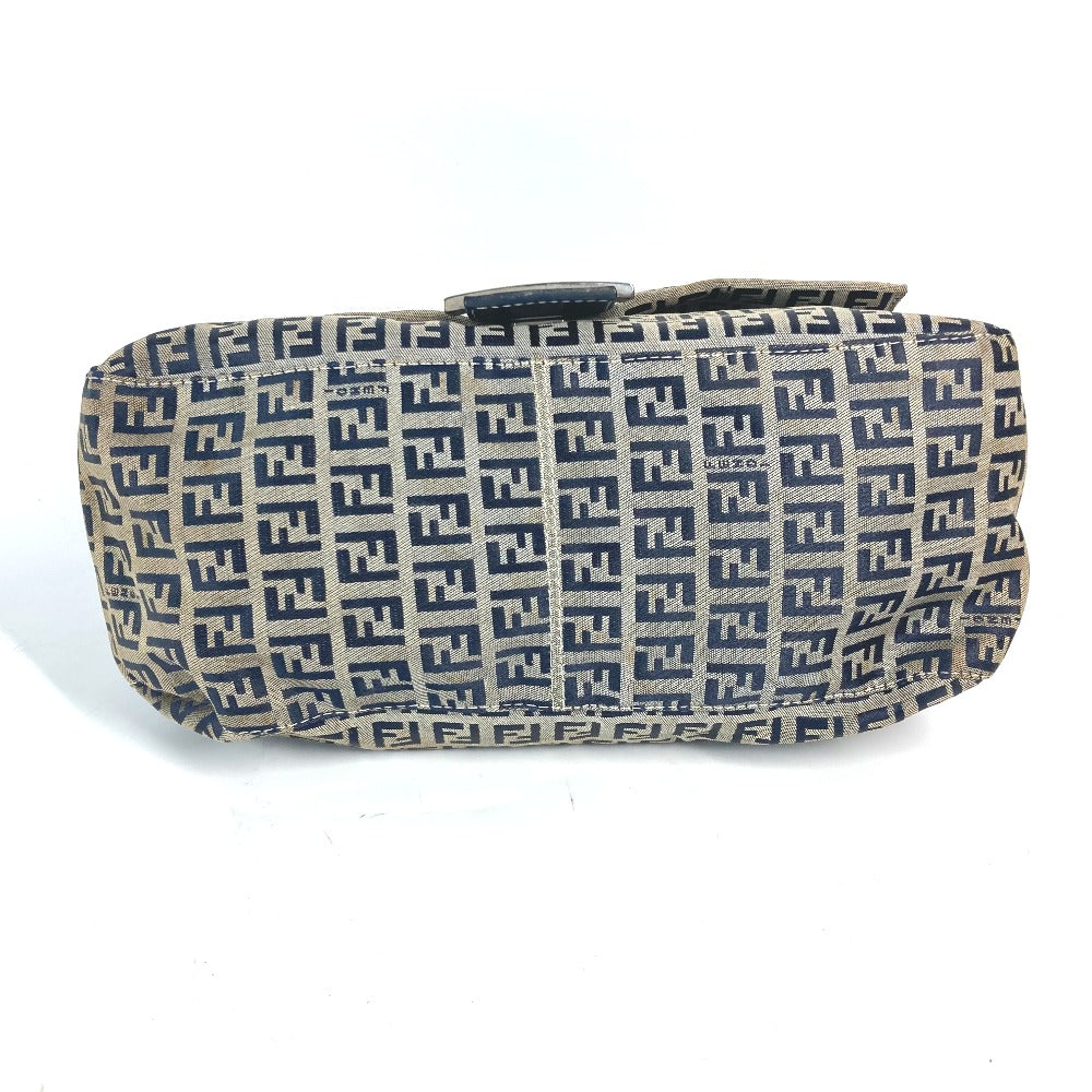 FENDI Shoulder Bag Canvas / leather Navy shoulder bag Mamma Bucket Women Used Authentic