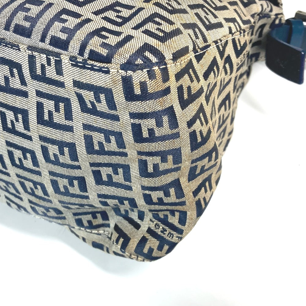 FENDI Shoulder Bag Canvas / leather Navy shoulder bag Mamma Bucket Women Used Authentic