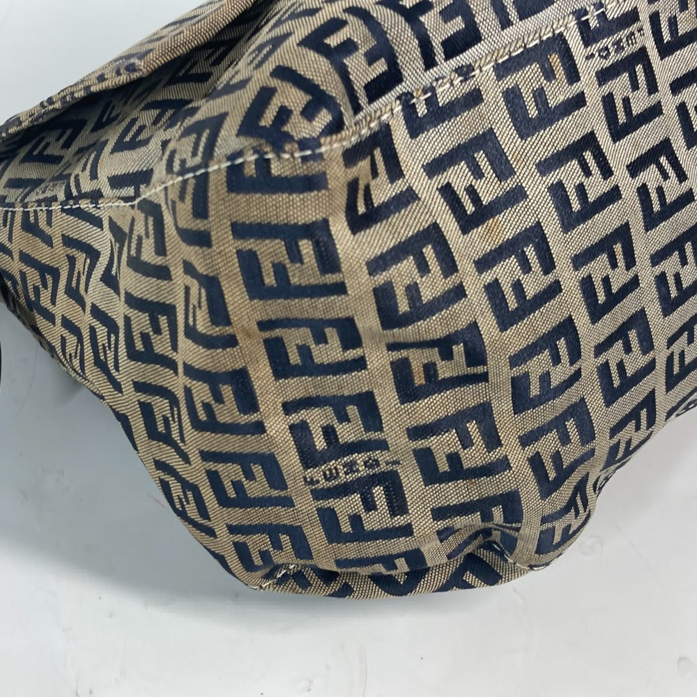 FENDI Shoulder Bag Canvas / leather Navy shoulder bag Mamma Bucket Women Used Authentic