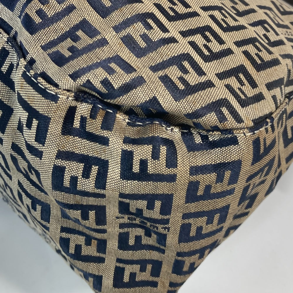 FENDI Shoulder Bag Canvas / leather Navy shoulder bag Mamma Bucket Women Used Authentic