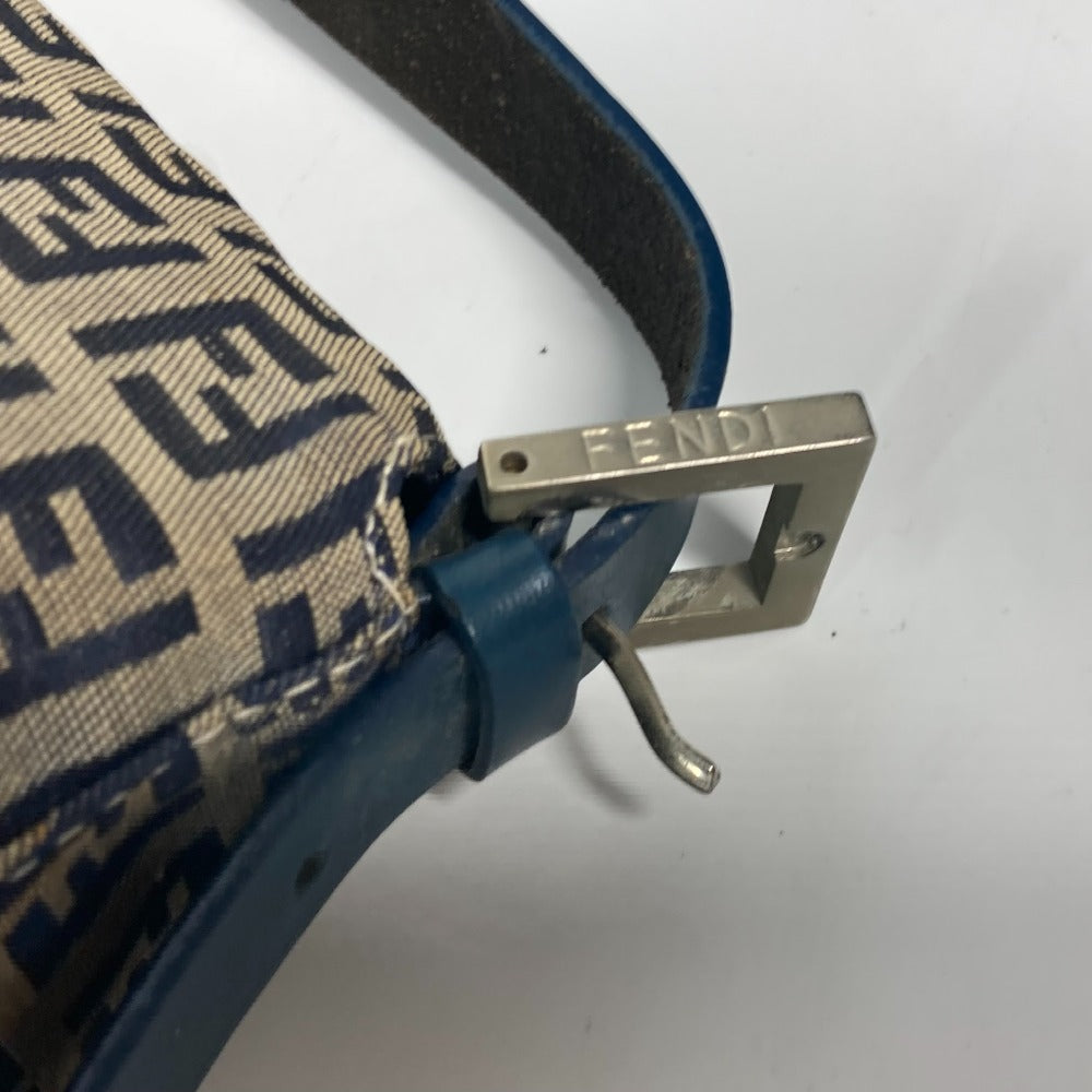 FENDI Shoulder Bag Canvas / leather Navy shoulder bag Mamma Bucket Women Used Authentic