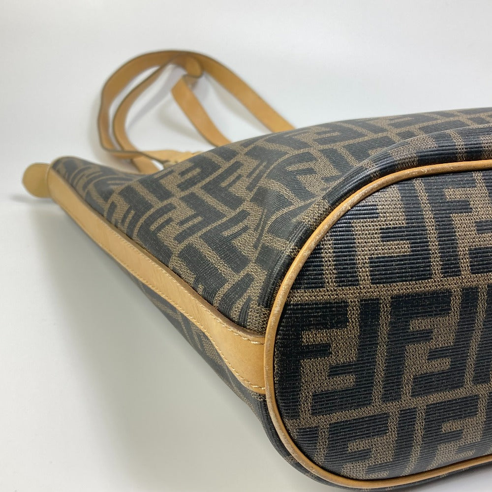 FENDI Tote Bag PVC / Leather Brown Zucca Pattern Women Used Authentic