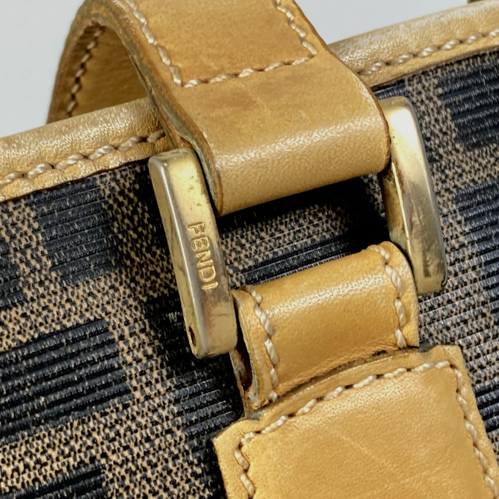 FENDI Tote Bag PVC / Leather Brown Zucca Pattern Women Used Authentic