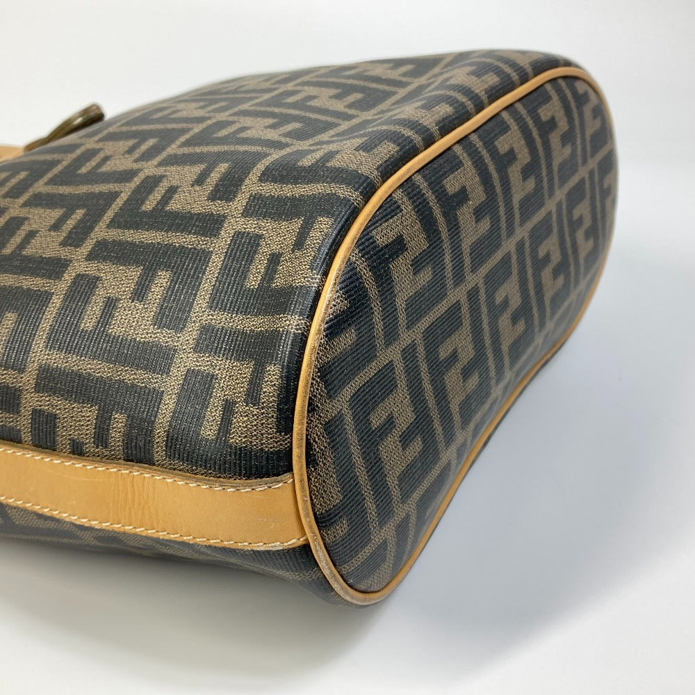 FENDI Tote Bag PVC / Leather Brown Zucca Pattern Women Used Authentic