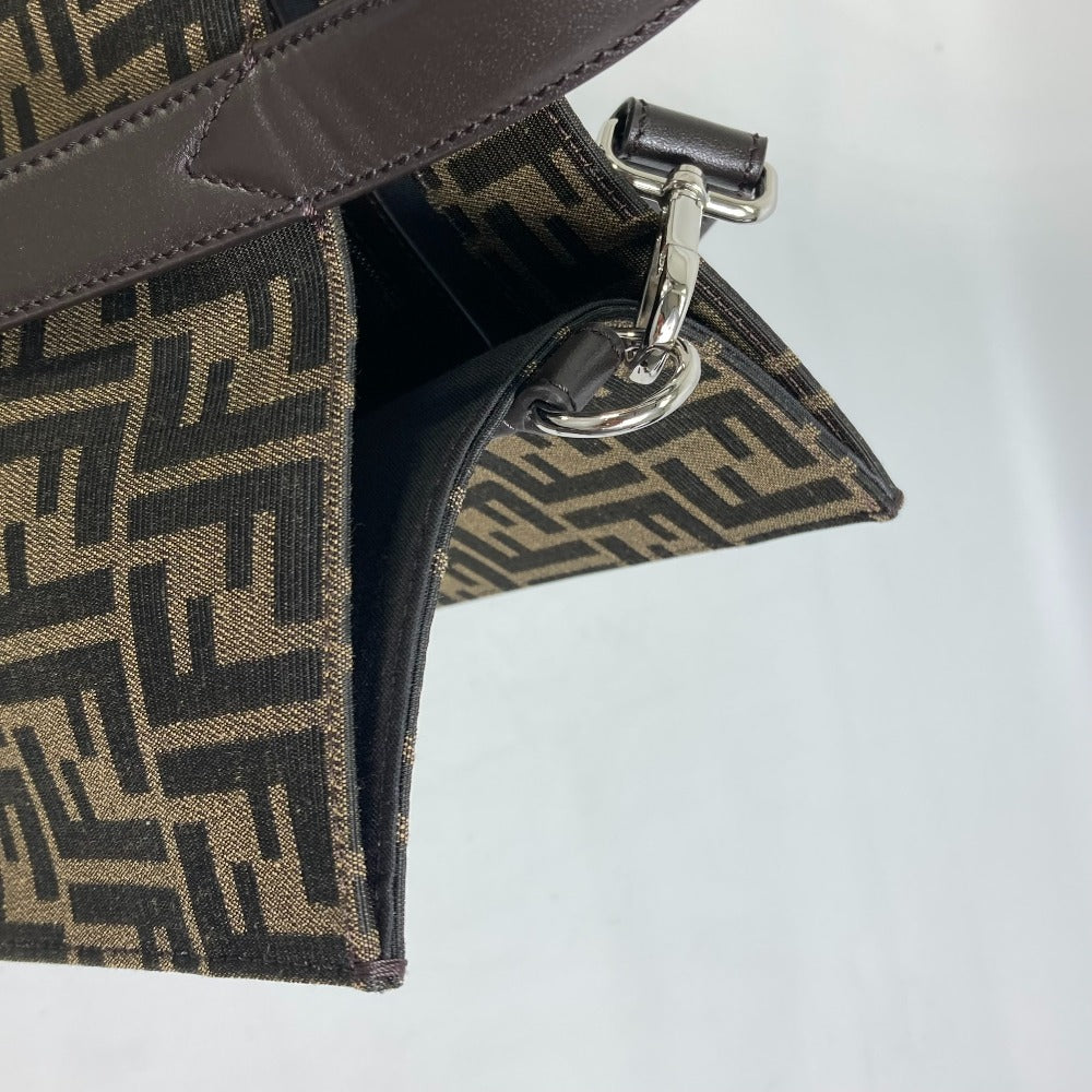 FENDI Tote Bag 7VA390 Canvas / leather Brown Crossbody Zucca Shopping Bag mens Used Authentic