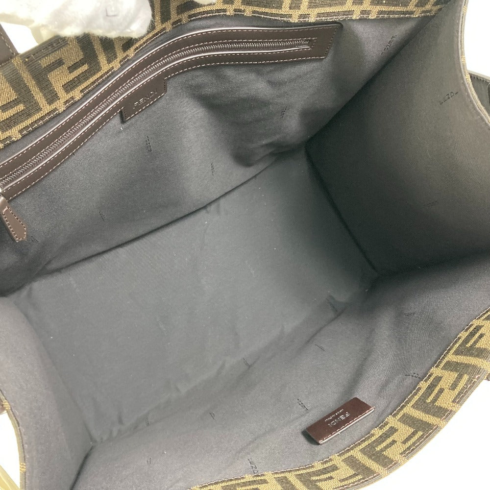 FENDI Tote Bag 7VA390 Canvas / leather Brown Crossbody Zucca Shopping Bag mens Used Authentic