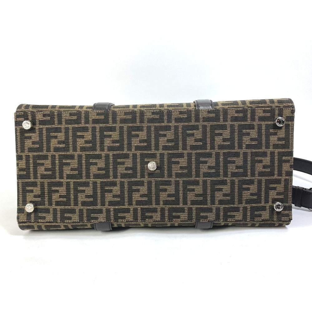 FENDI Tote Bag 7VA390 Canvas / leather Brown Crossbody Zucca Shopping Bag mens Used Authentic
