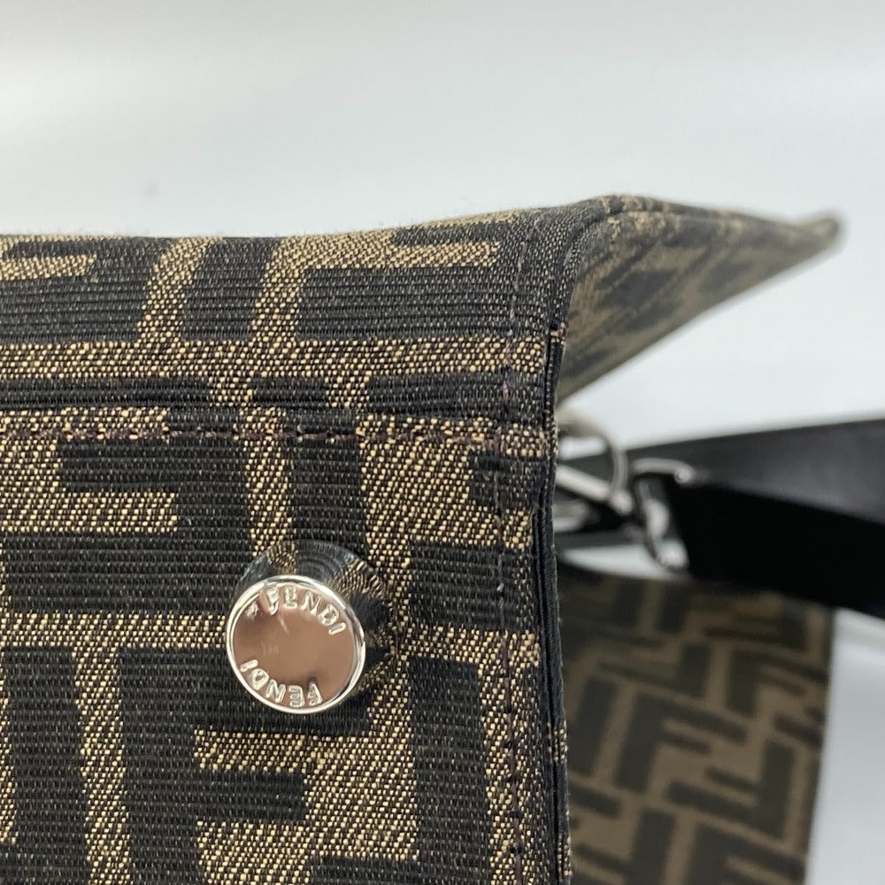 FENDI Tote Bag 7VA390 Canvas / leather Brown Crossbody Zucca Shopping Bag mens Used Authentic