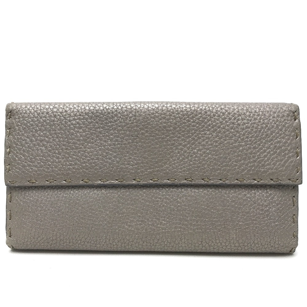 FENDI Long Wallet Purse 8M0144 leather gray Celeria Roman leather