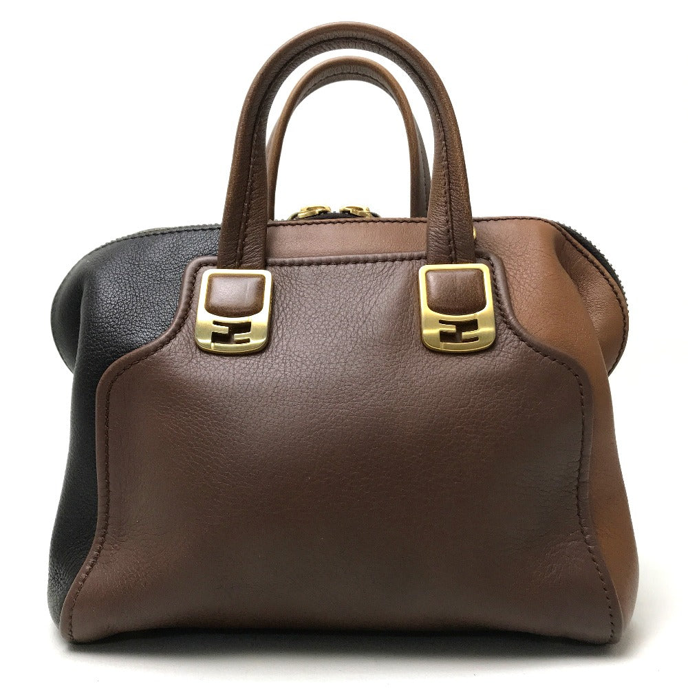 FENDI Handbag 8BL117 leather Brown chameleon Women Used Authentic