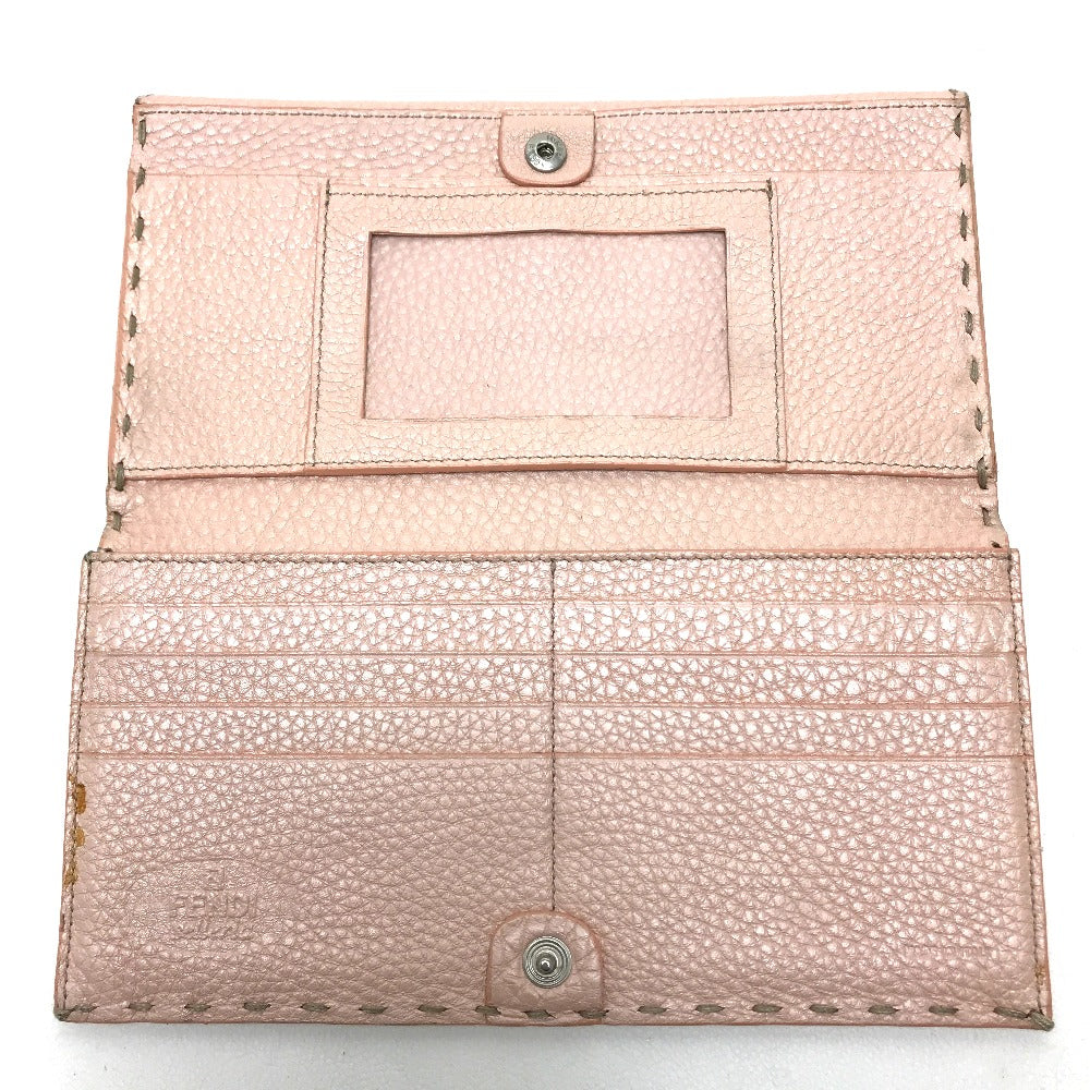 FENDI Long Wallet Purse 8M0144 leather pink Celeria Roman leather