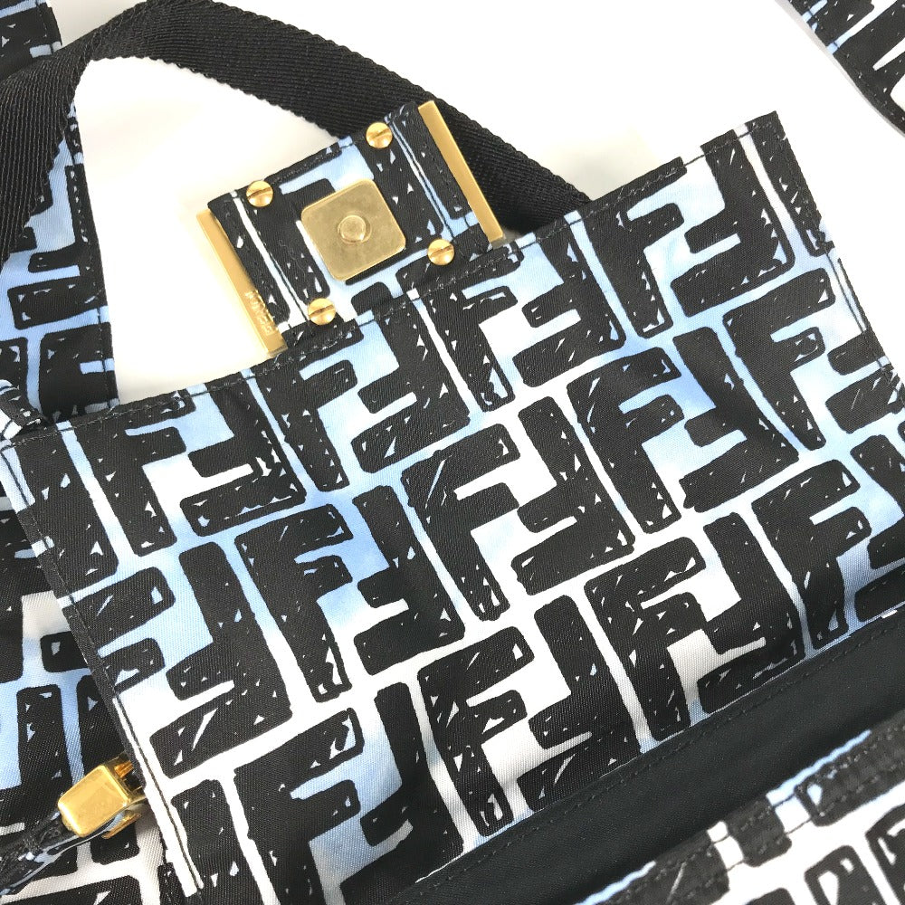 FENDI Shoulder Bag 8BR784 Nylon blue Joshua Vides Collaboration Zucca Baguette Mini mens Used Authentic