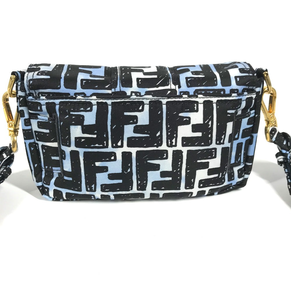 FENDI Shoulder Bag 8BR784 Nylon blue Joshua Vides Collaboration Zucca Baguette Mini mens Used Authentic