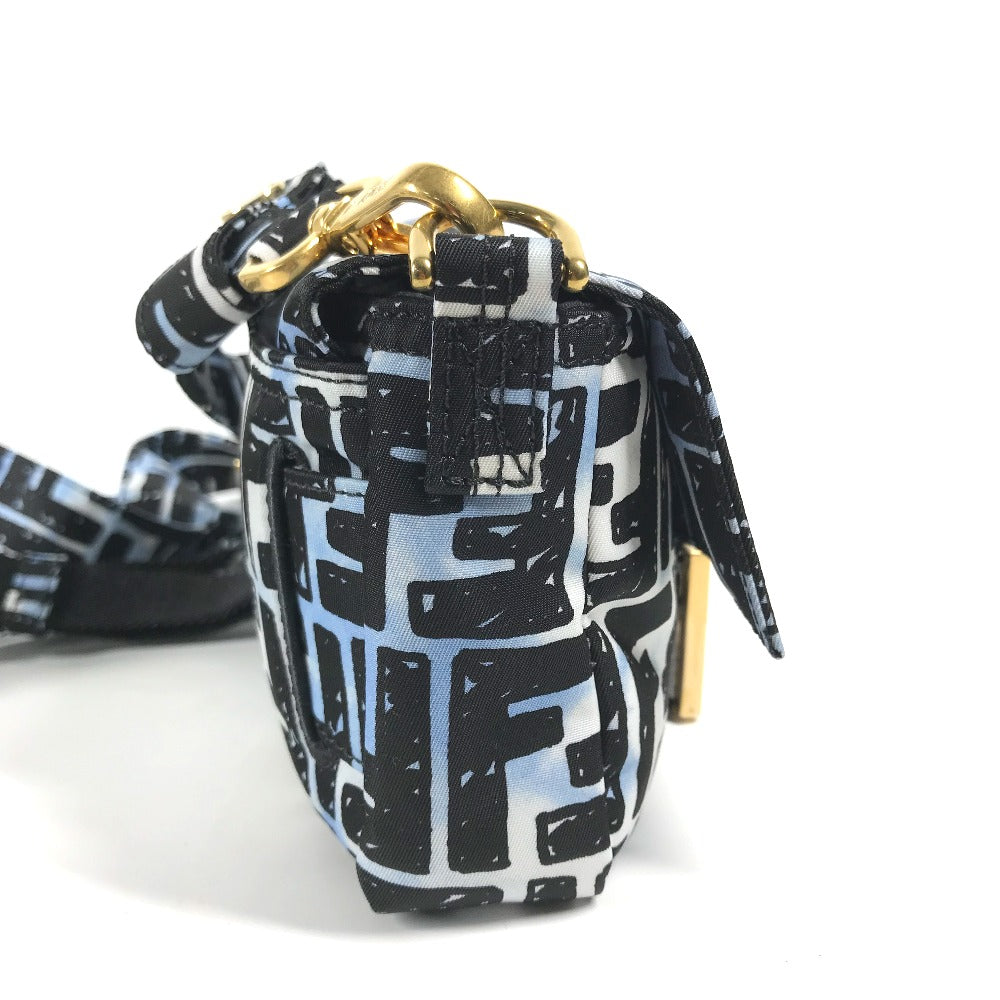 FENDI Shoulder Bag 8BR784 Nylon blue Joshua Vides Collaboration Zucca Baguette Mini mens Used Authentic