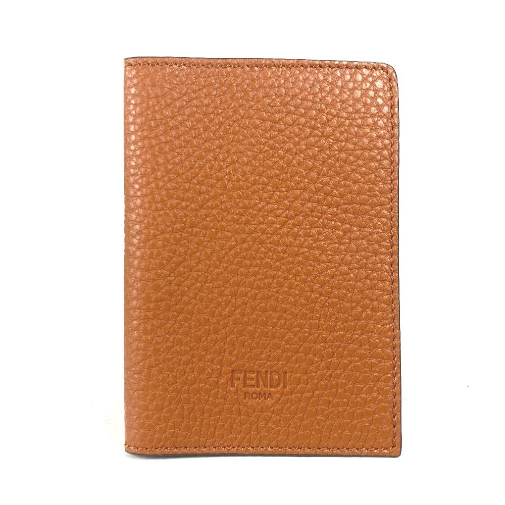 FENDI passport case leather Brown logo
