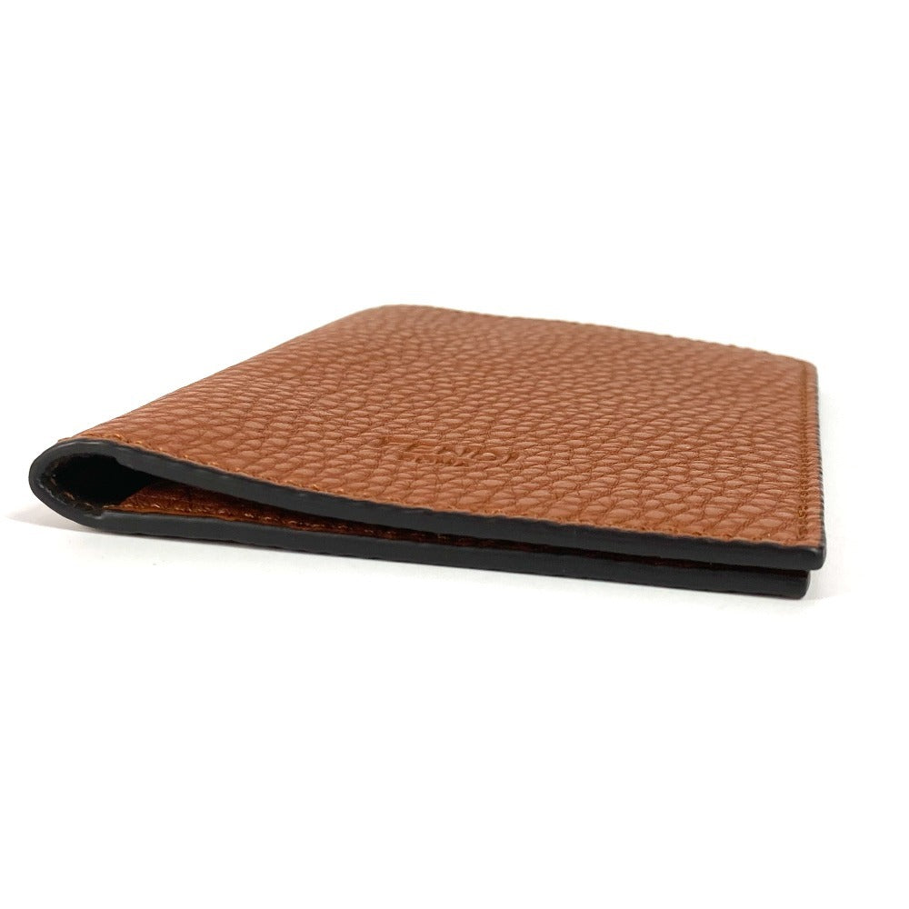 FENDI passport case leather Brown logo