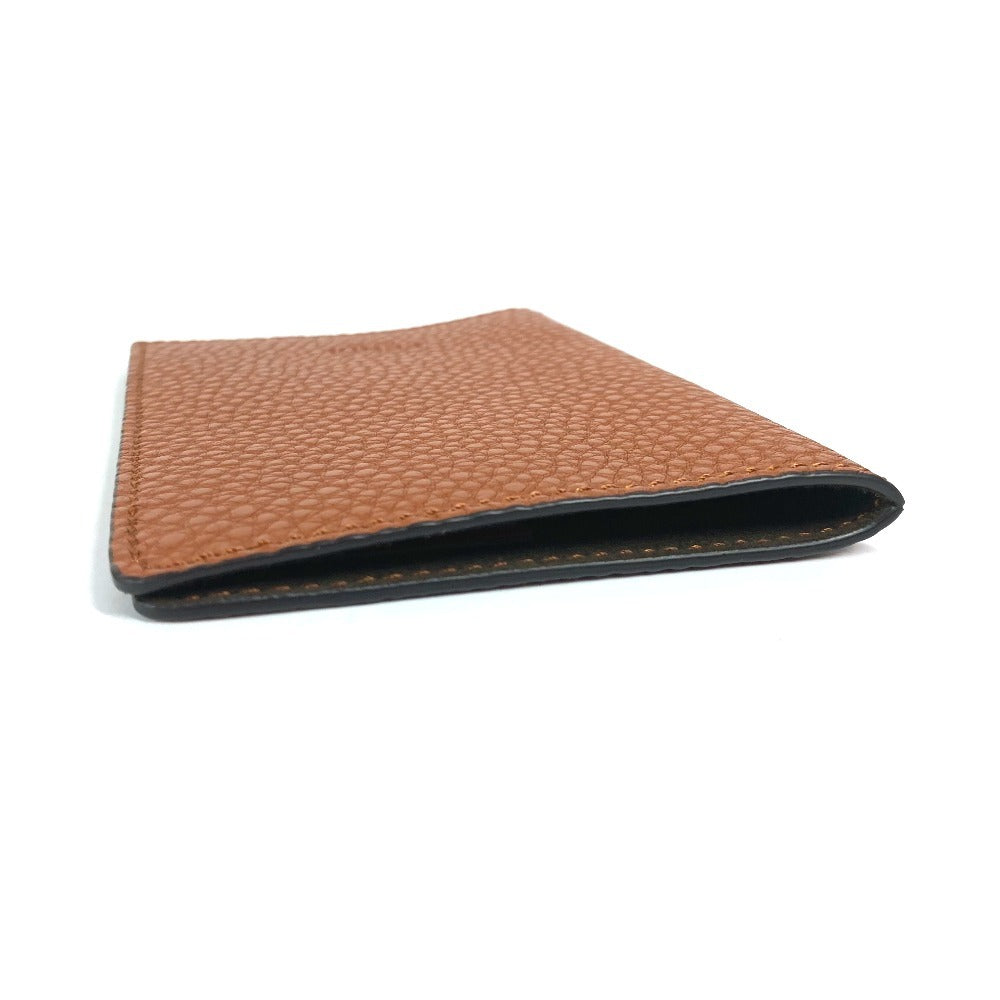 FENDI passport case leather Brown logo