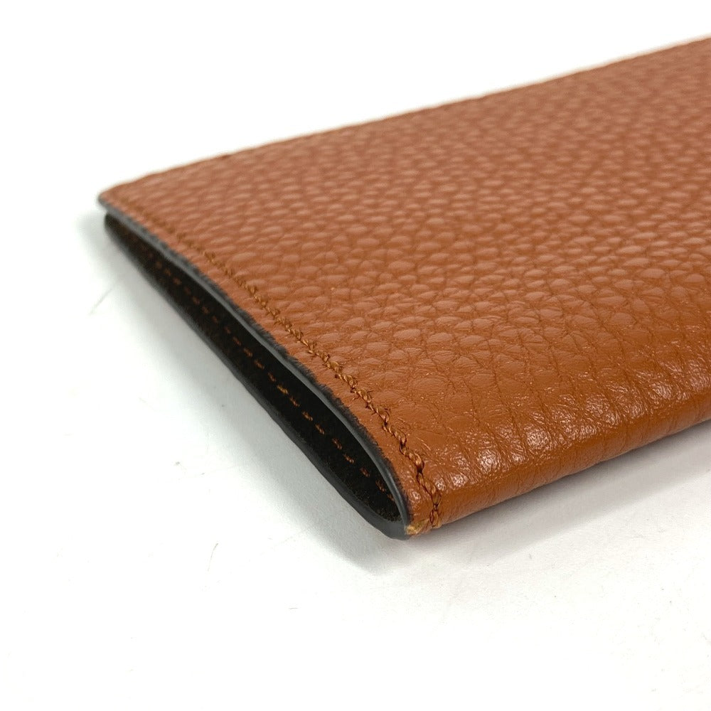 FENDI passport case leather Brown logo