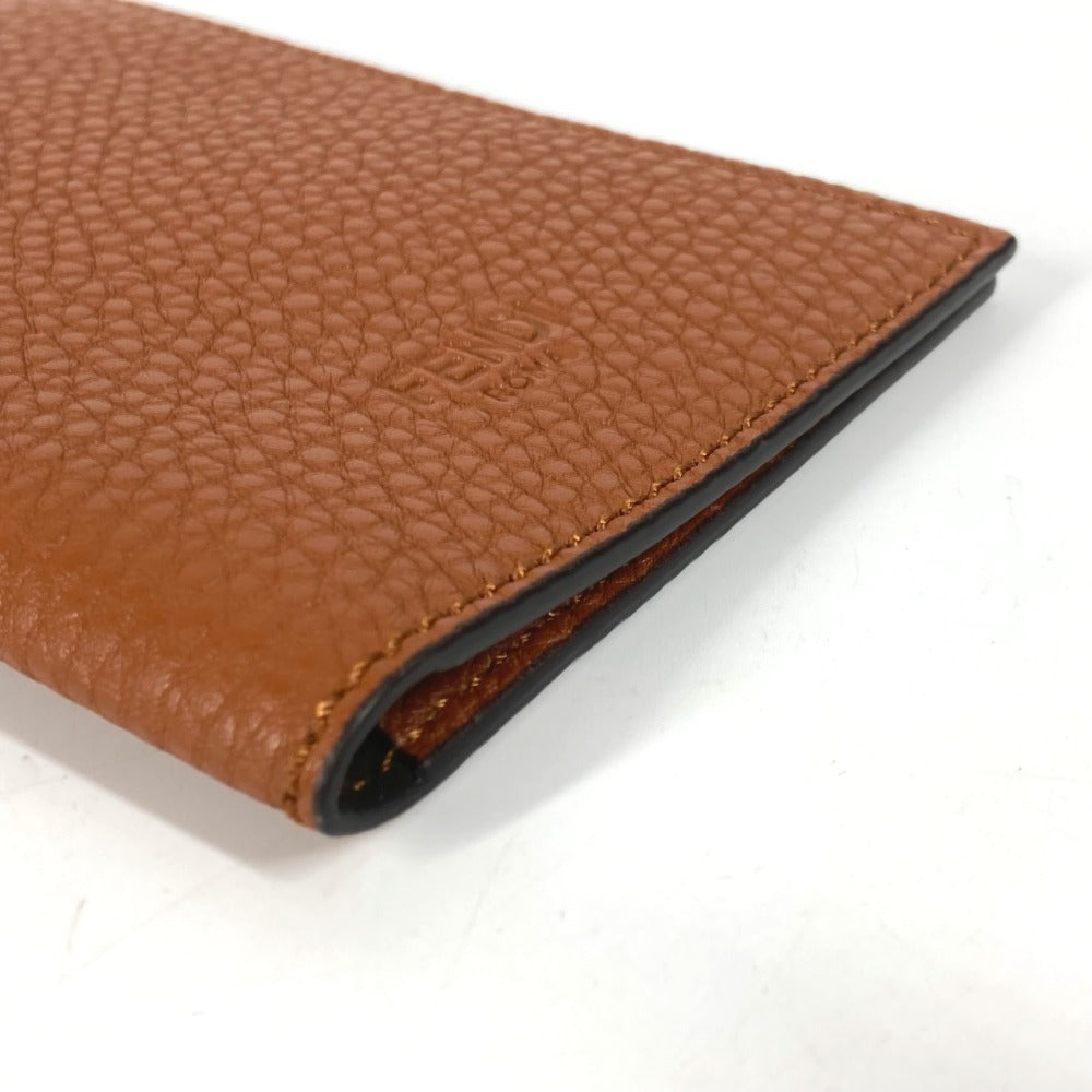 FENDI passport case leather Brown logo