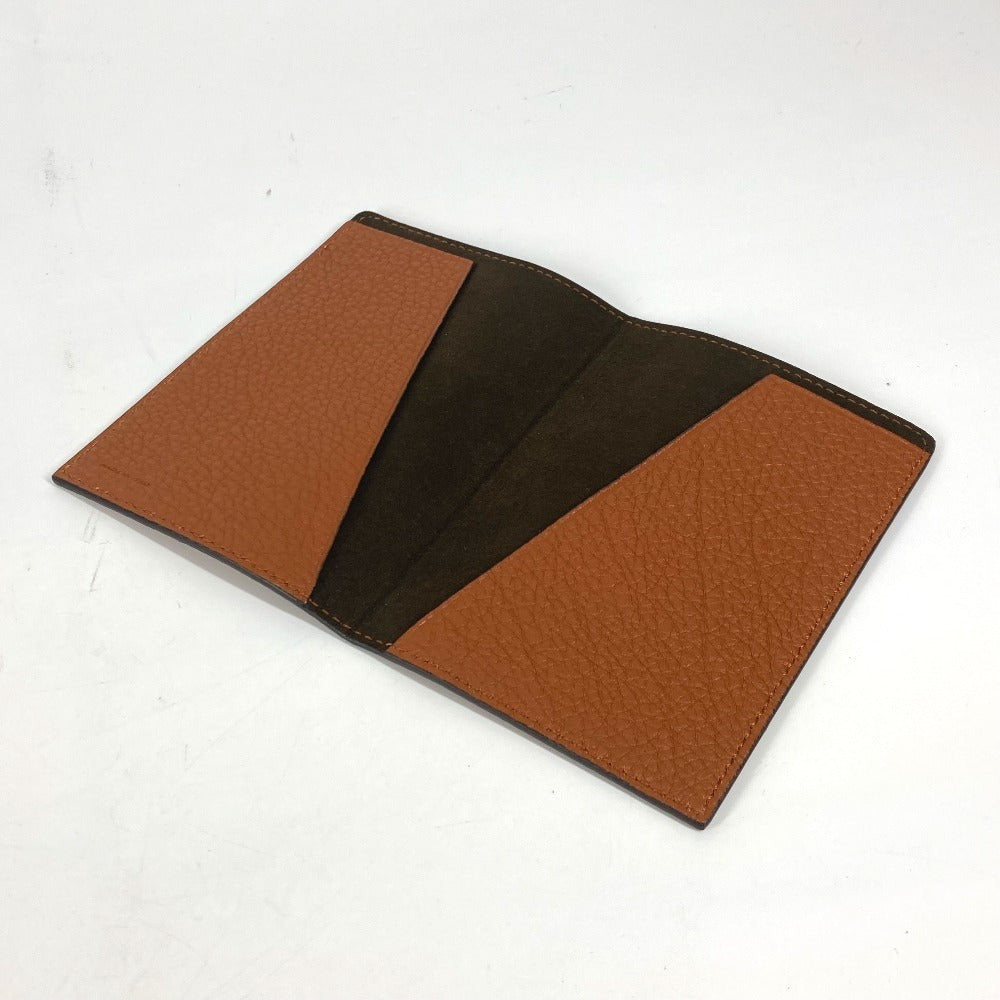 FENDI passport case leather Brown logo