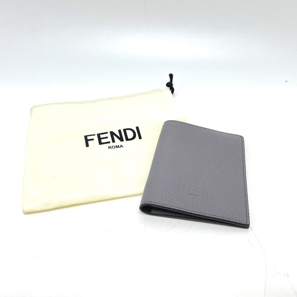 FENDI passport case 7AS378 leather gray logo