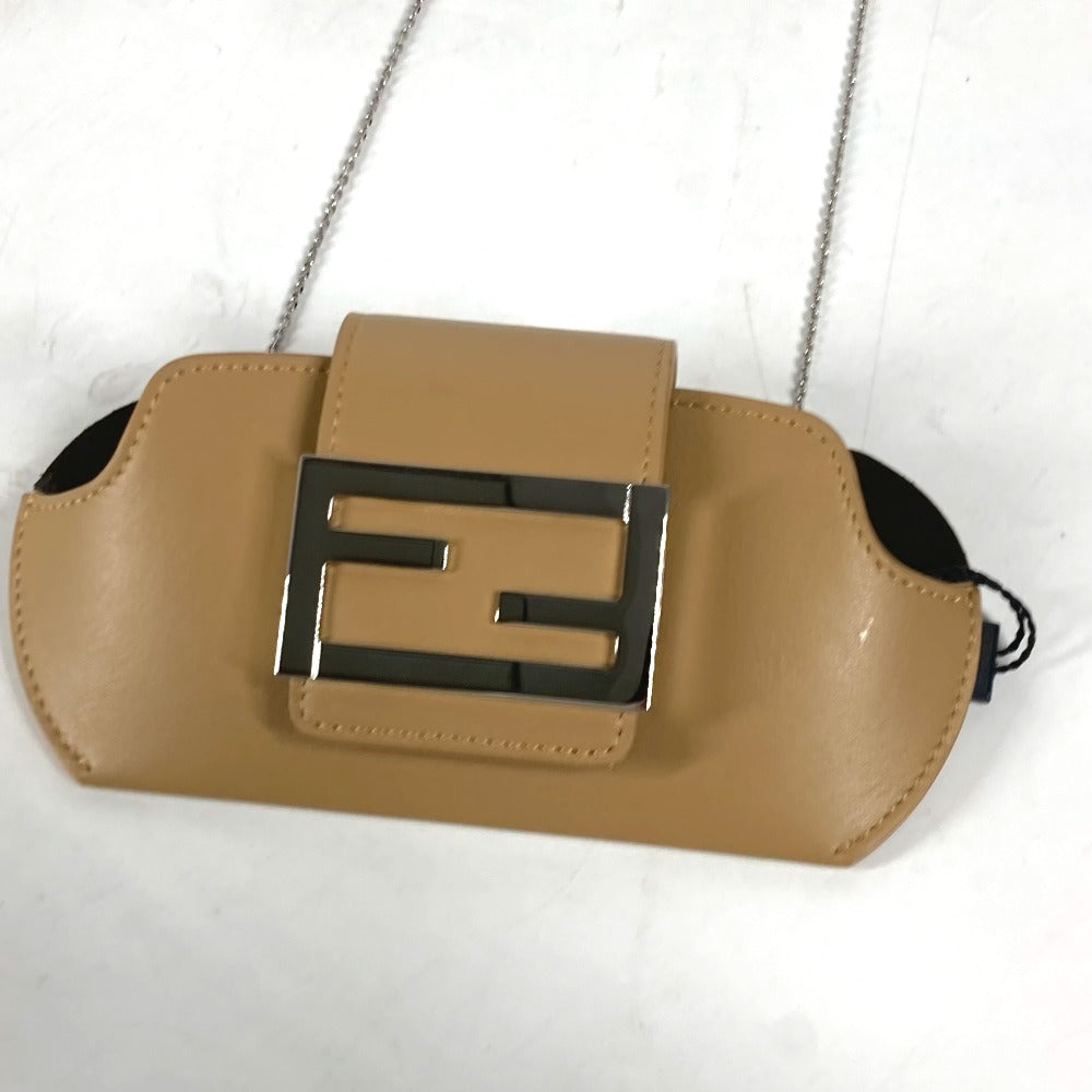 FENDI Other accessories 7AS069 leather beige FF logo sunglasses case