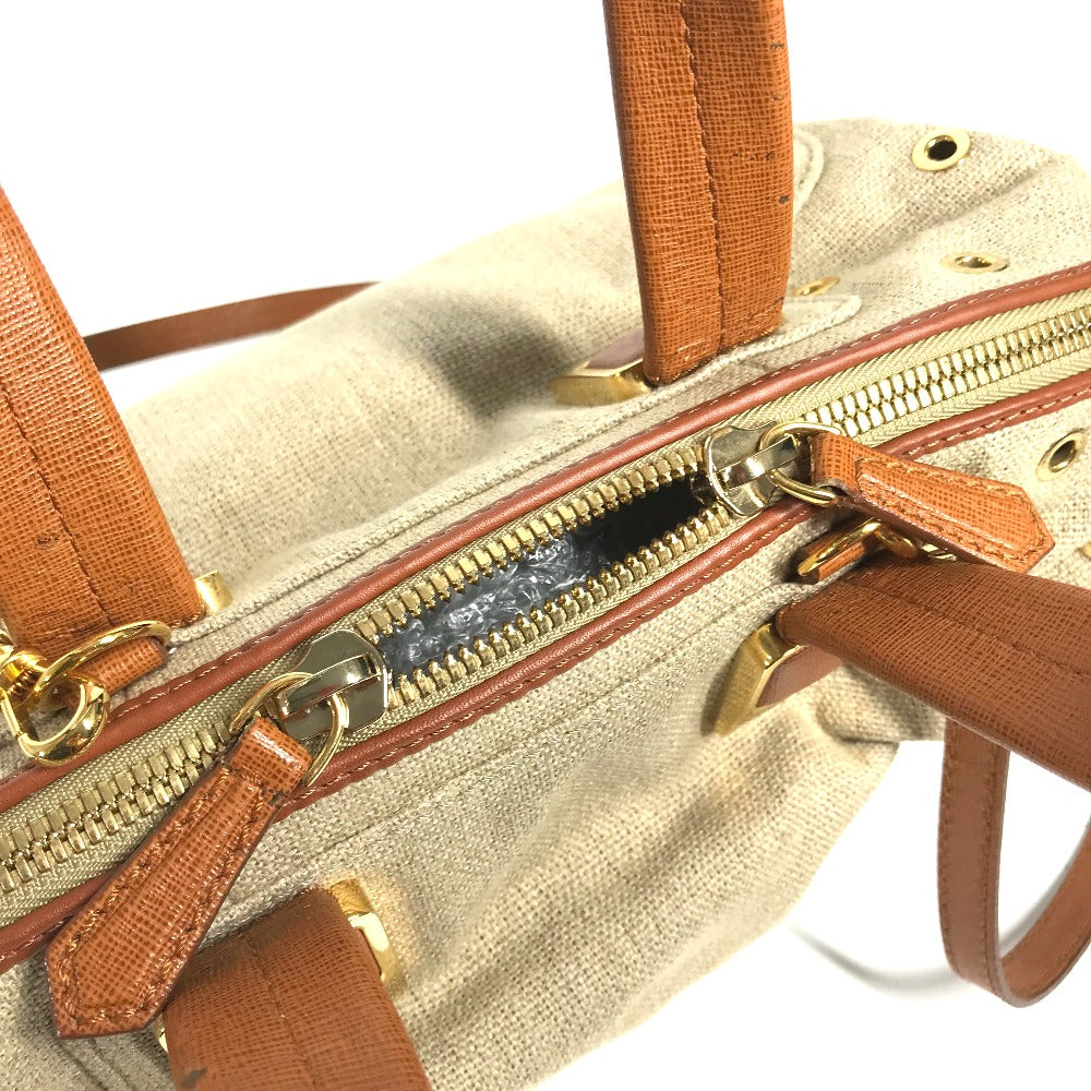 FENDI Handbag 8BL114 Leather / canvas beige Bag chameleon