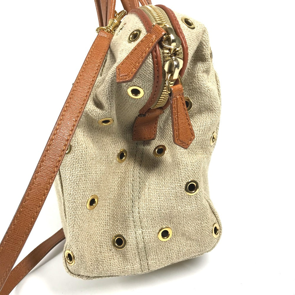 FENDI Handbag 8BL114 Leather / canvas beige Bag chameleon