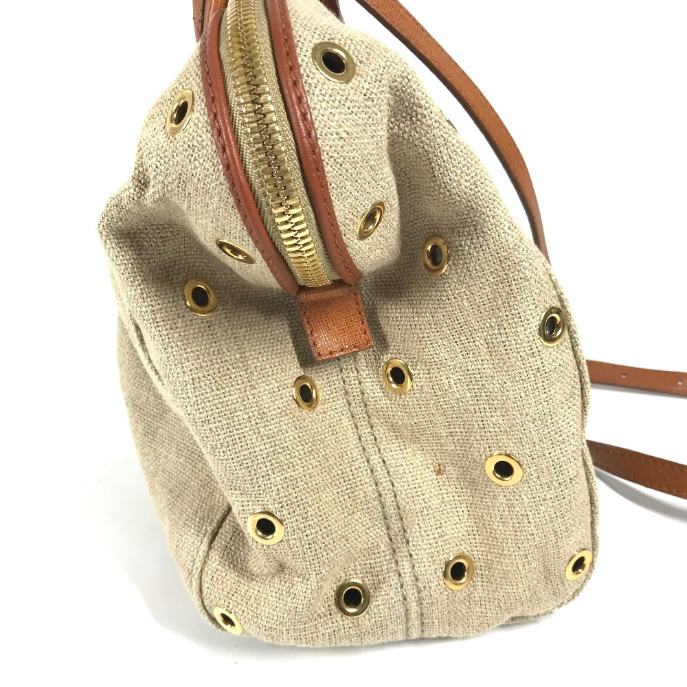 FENDI Handbag 8BL114 Leather / canvas beige Bag chameleon