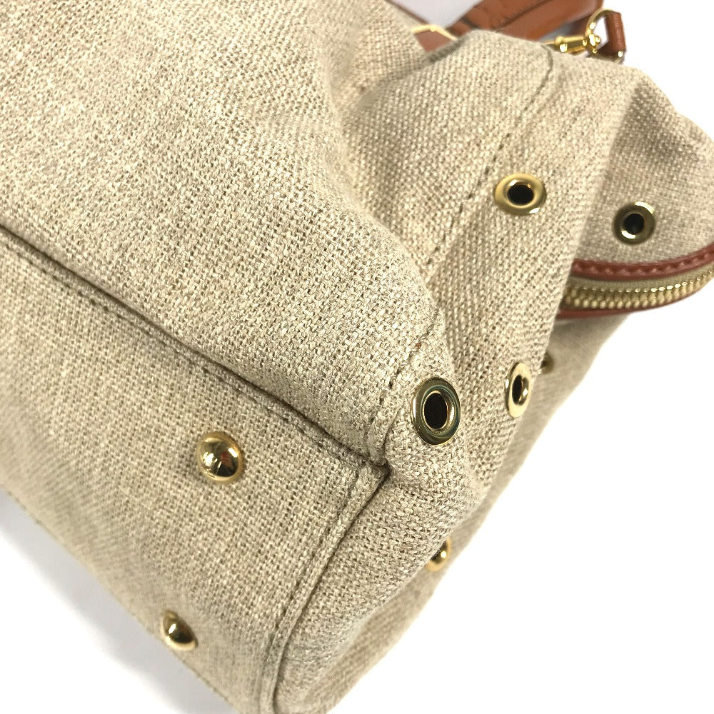 FENDI Handbag 8BL114 Leather / canvas beige Bag chameleon