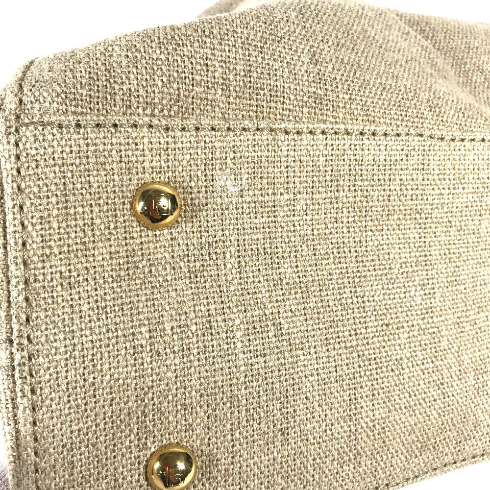 FENDI Handbag 8BL114 Leather / canvas beige Bag chameleon