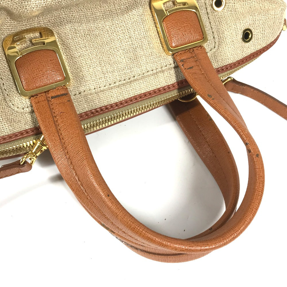FENDI Handbag 8BL114 Leather / canvas beige Bag chameleon