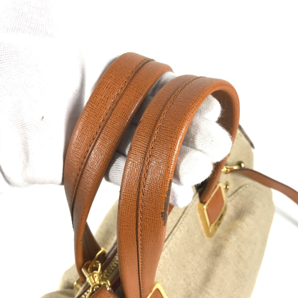 FENDI Handbag 8BL114 Leather / canvas beige Bag chameleon
