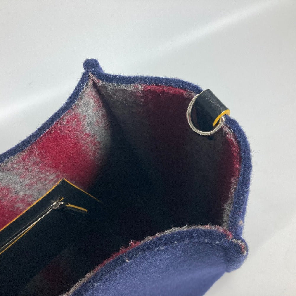 FENDI Tote Bag 7VA390 wool Navy Shoulder Tote mens Used Authentic