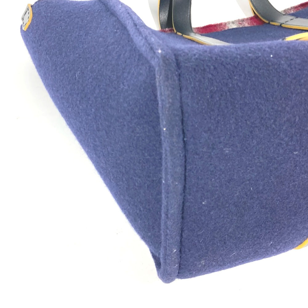 FENDI Tote Bag 7VA390 wool Navy Shoulder Tote mens Used Authentic
