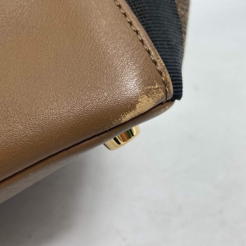 FENDI Handbag 8BN251 Leather/Canvas, Suede Brown Pecan Women Used Authentic