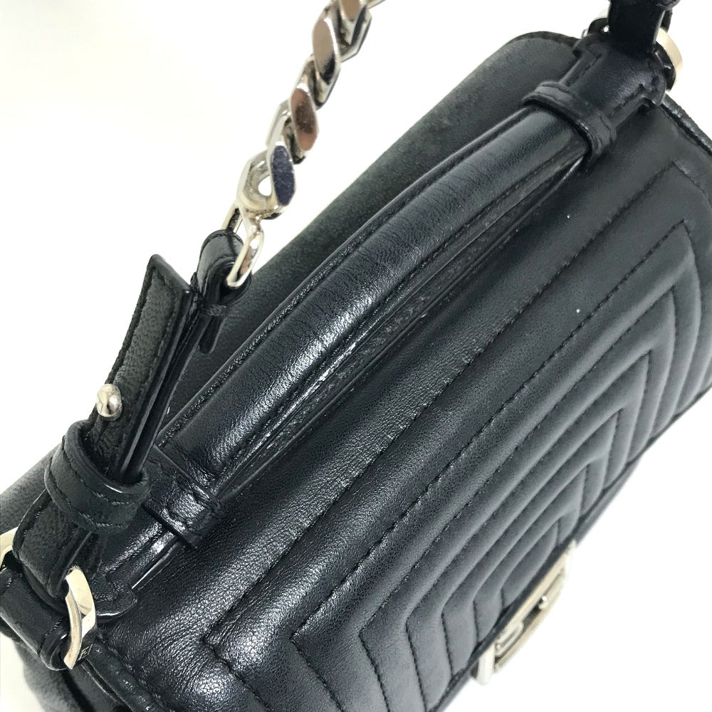 FENDI Shoulder Bag 8M0371 leather black Pochette Crossbody Double micro baguette Women Used Authentic
