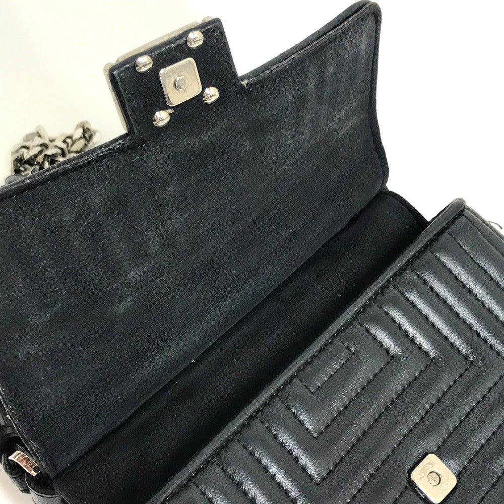 FENDI Shoulder Bag 8M0371 leather black Pochette Crossbody Double micro baguette Women Used Authentic